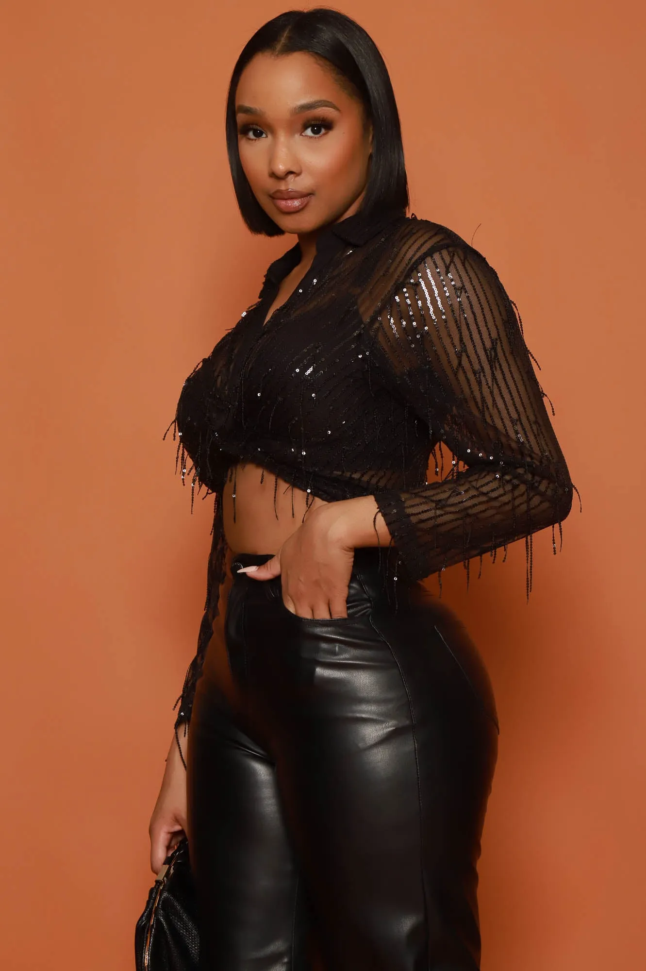 In Style Sequin Embellished Mesh Top - Black sold by Swankaposh product image thumbnail 4