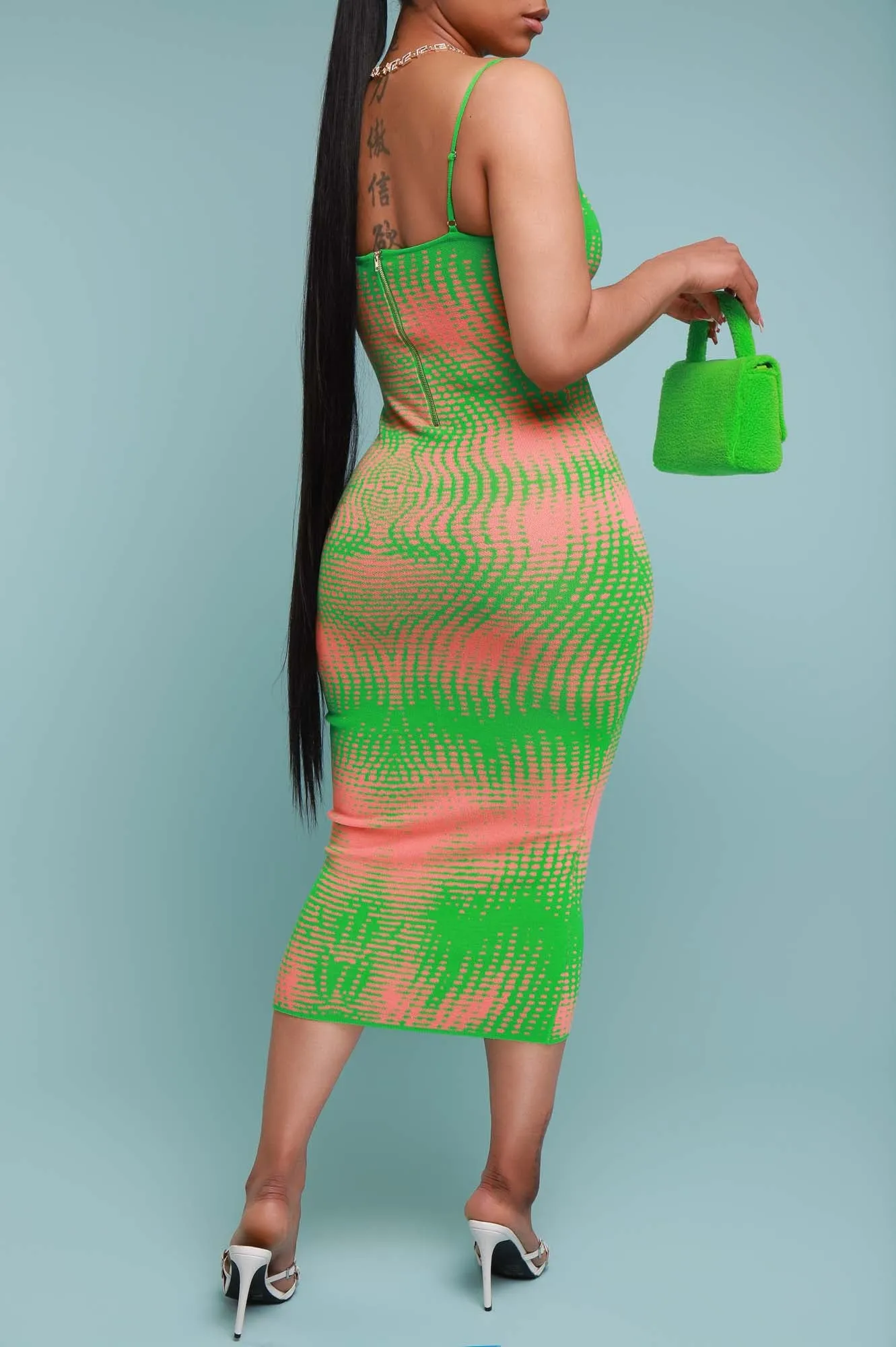Rent Free Sleeveless Maxi Dress - Green/Peach sold by Swankaposh product image thumbnail 3