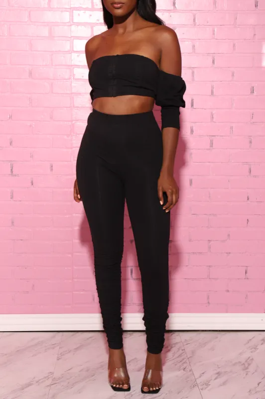 Doom Ruched Pants Set - Black sold by Swankaposh