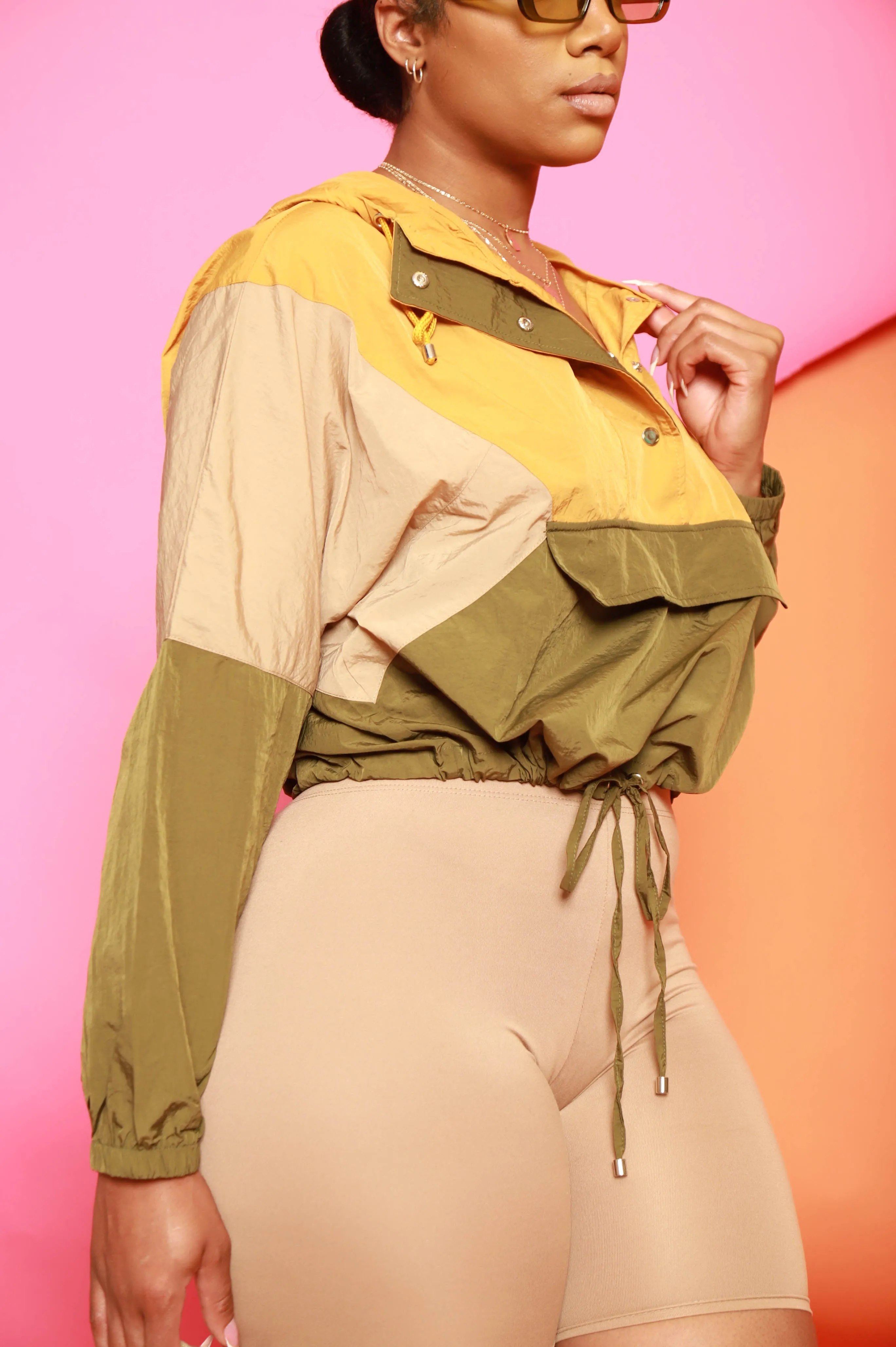 Pull Over Color Block Windbreaker - Olive/Khaki sold by Swankaposh product image thumbnail 5