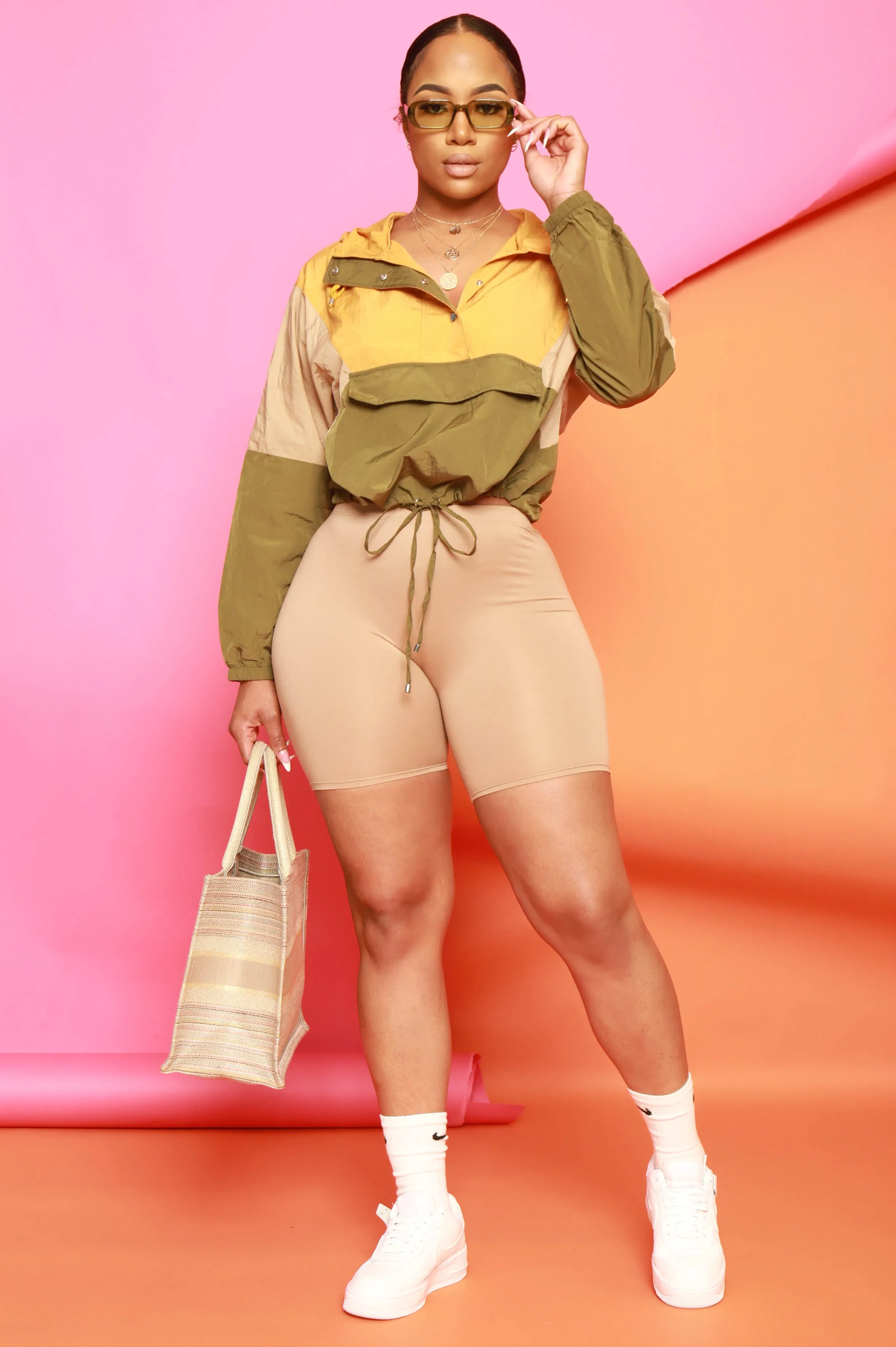 Pull Over Color Block Windbreaker - Olive/Khaki sold by Swankaposh product image thumbnail 2