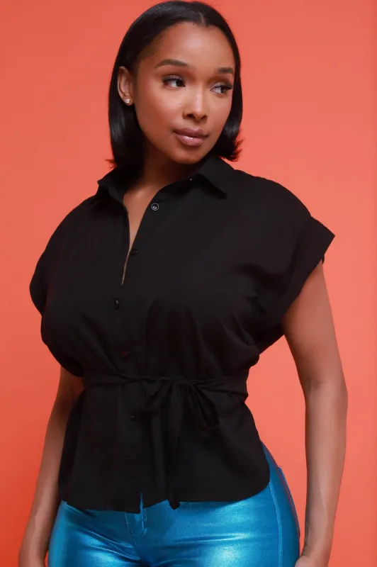 Easy Now Sleeveless Tie Back Top - Black sold by Swankaposh