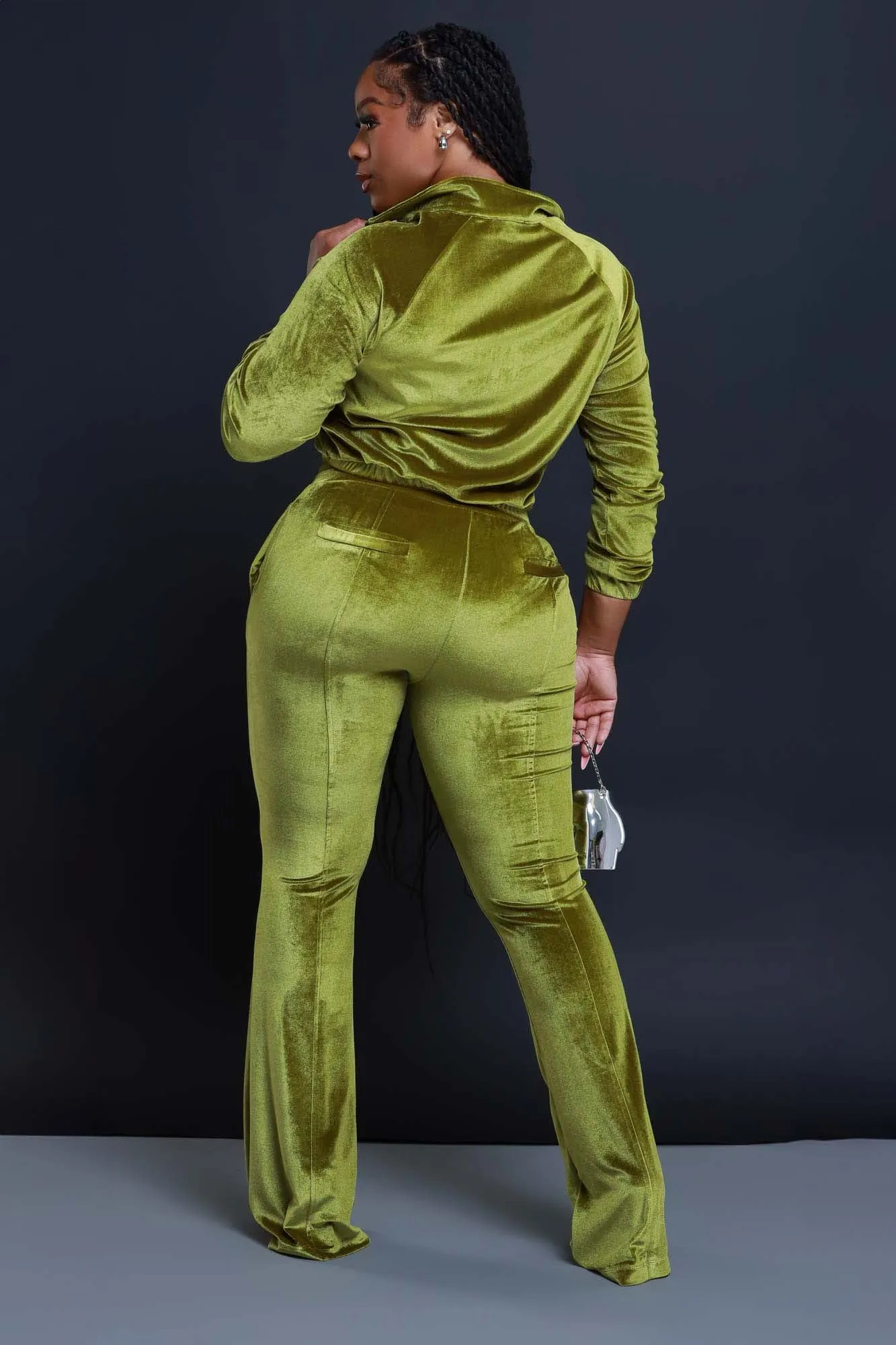 Say Something Velvet Jogger Set - Green sold by Swankaposh product image thumbnail 4