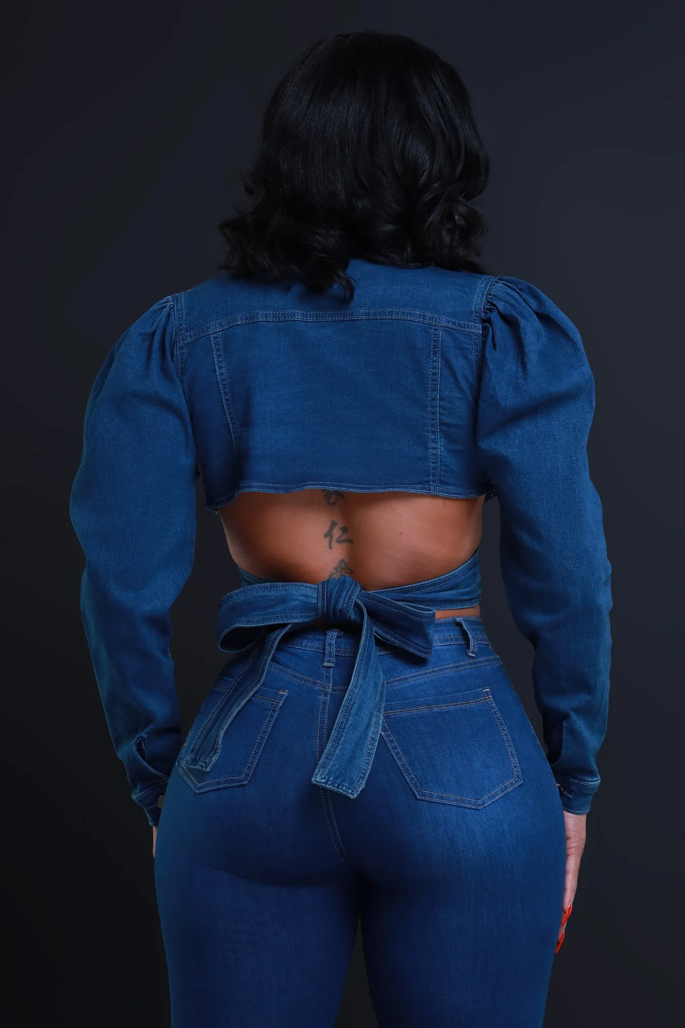 No Way Out Tie Around Denim Crop Top - Dark Wash sold by Swankaposh product image thumbnail 3