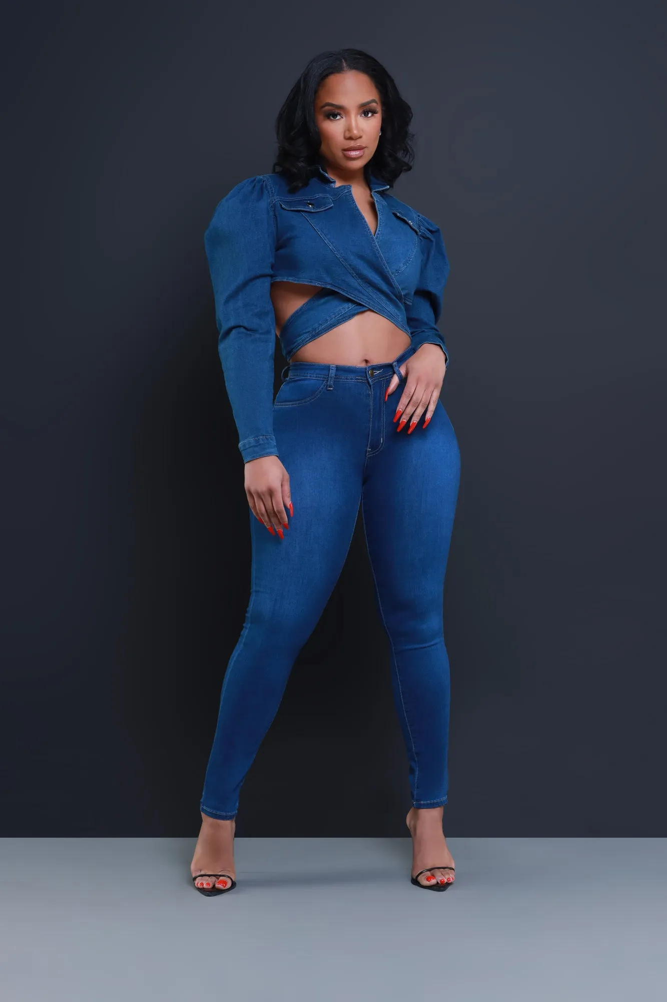 No Way Out Tie Around Denim Crop Top - Dark Wash sold by Swankaposh product image thumbnail 4