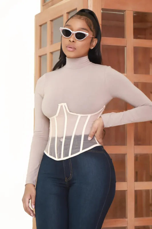 Props Mesh Lace Up Corset - Nude sold by Swankaposh