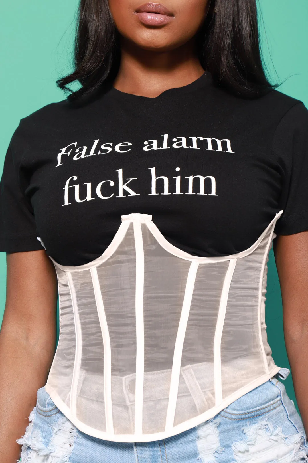 Props Mesh Lace Up Corset - Nude sold by Swankaposh product image thumbnail 3