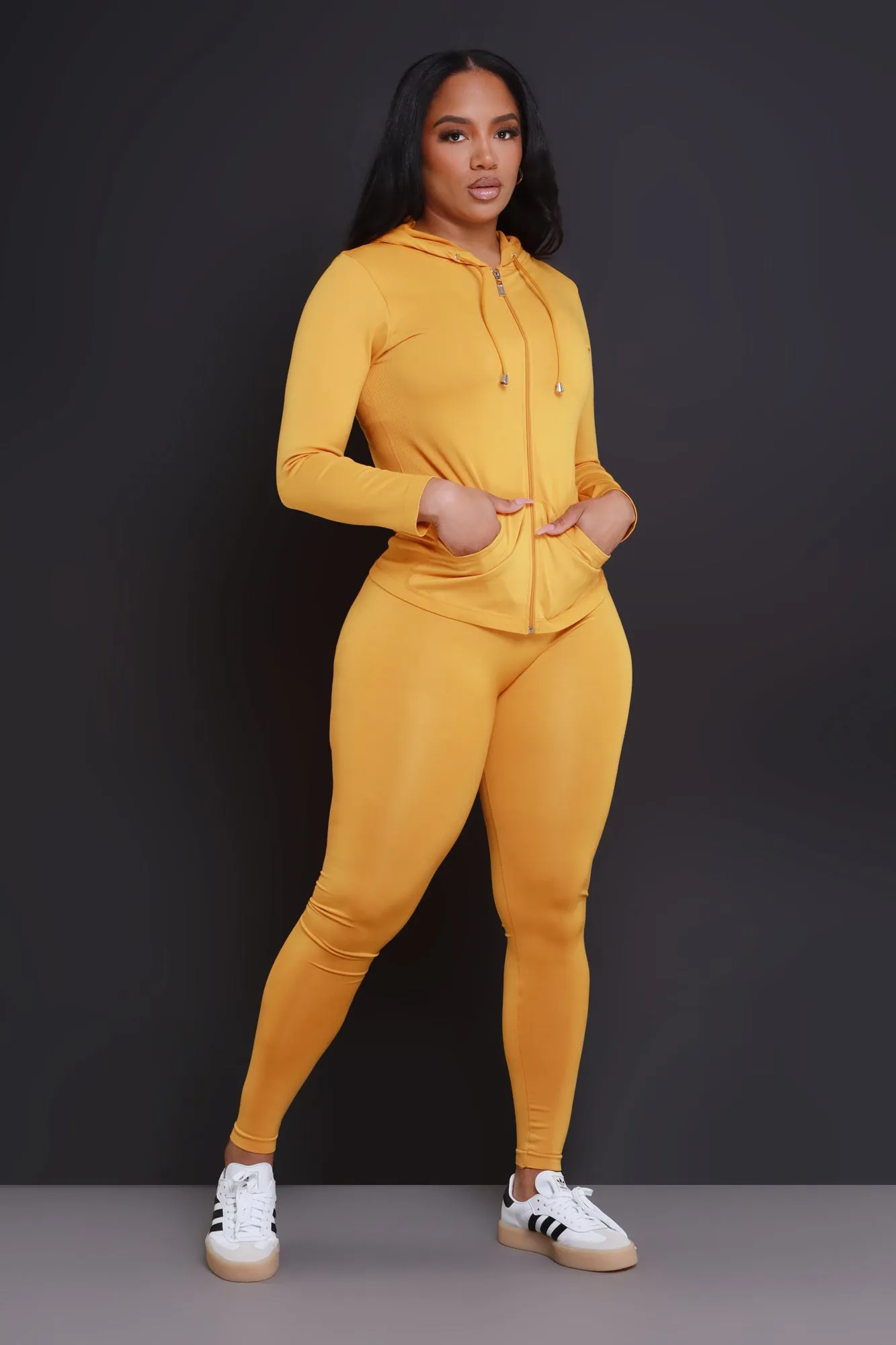 Just Vibing Seamless Zip Up Legging Set - Mustard sold by Swankaposh product image thumbnail 3