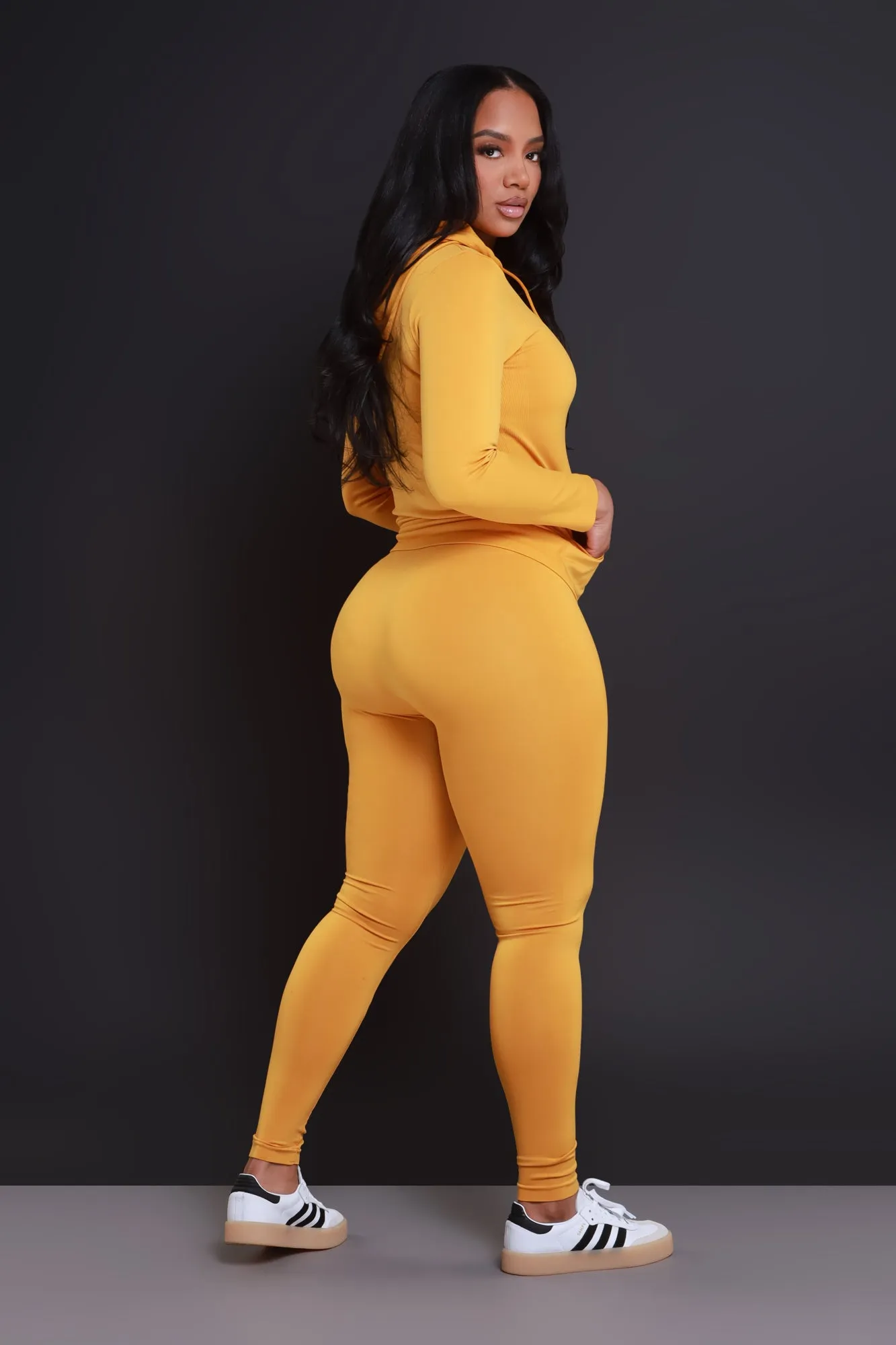 Just Vibing Seamless Zip Up Legging Set - Mustard sold by Swankaposh product image thumbnail 4