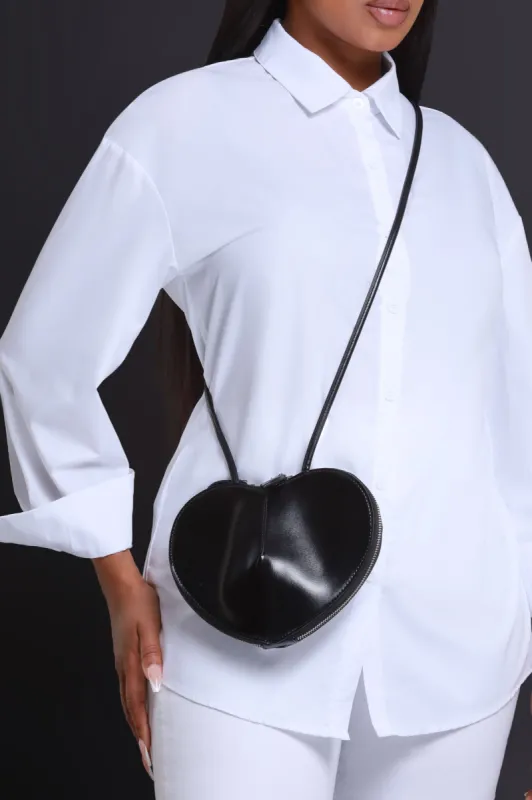 Love You More Heart Shaped Crossbody Purse - Black sold by Swankaposh