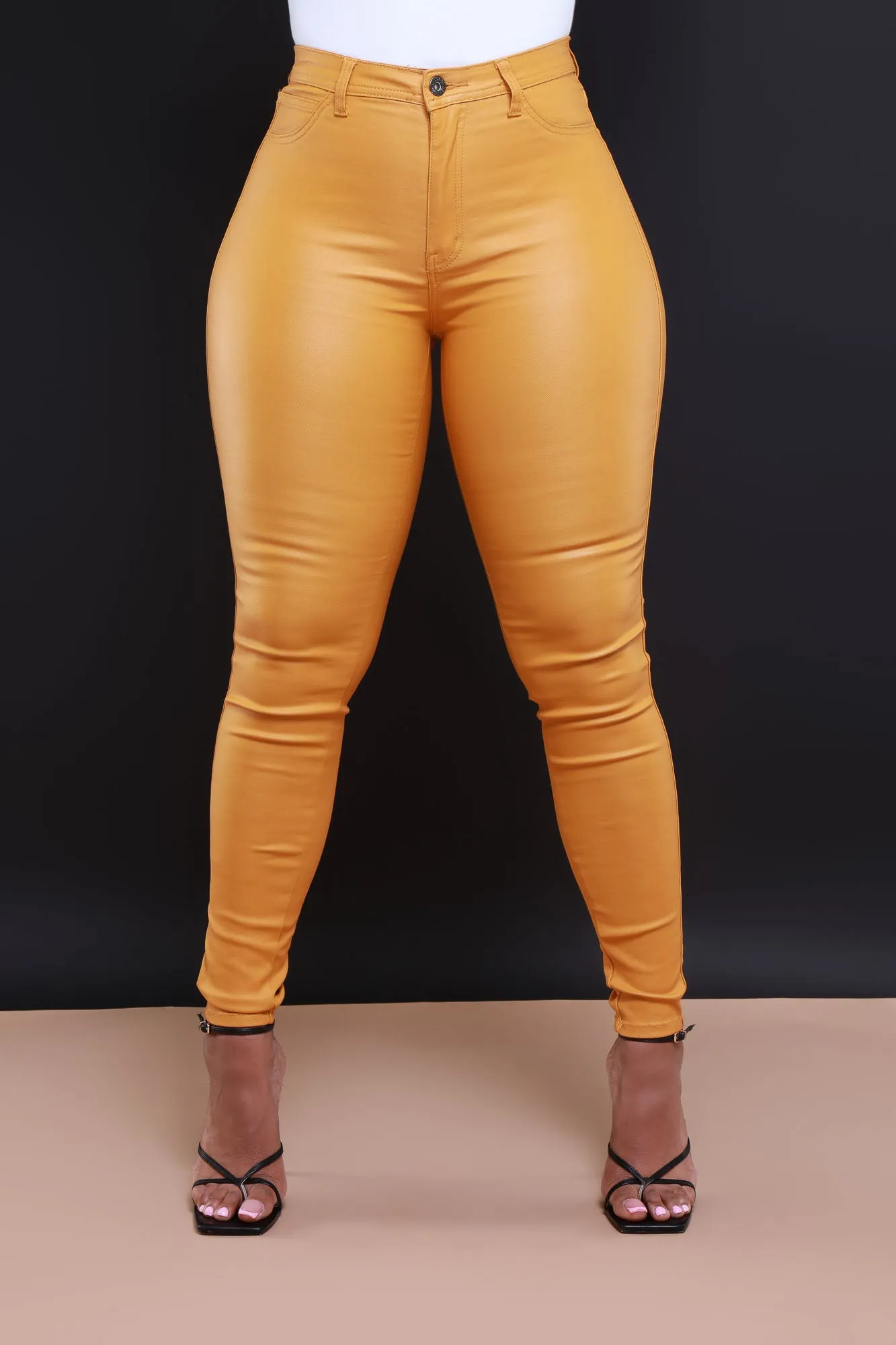 Curve You Faux Leather High Rise Pants - Mustard sold by Swankaposh product image thumbnail 2