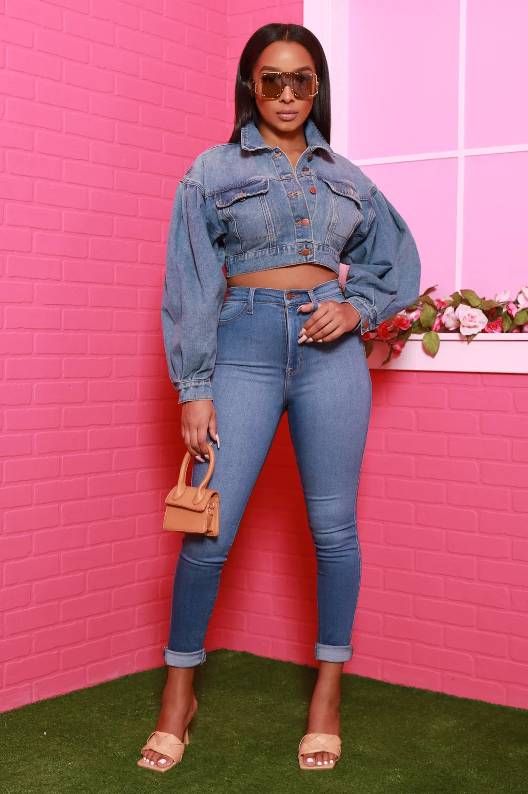 Swift Cropped Denim Jacket - Mid Wash sold by Swankaposh product image thumbnail 2