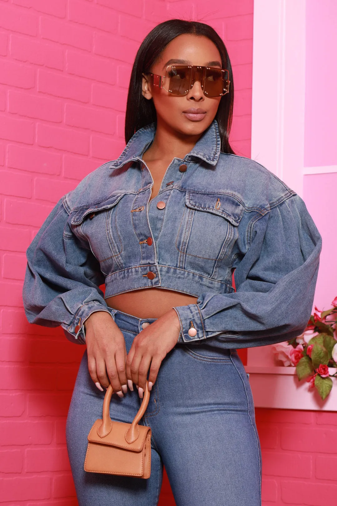 Swift Cropped Denim Jacket - Mid Wash sold by Swankaposh product image thumbnail 4