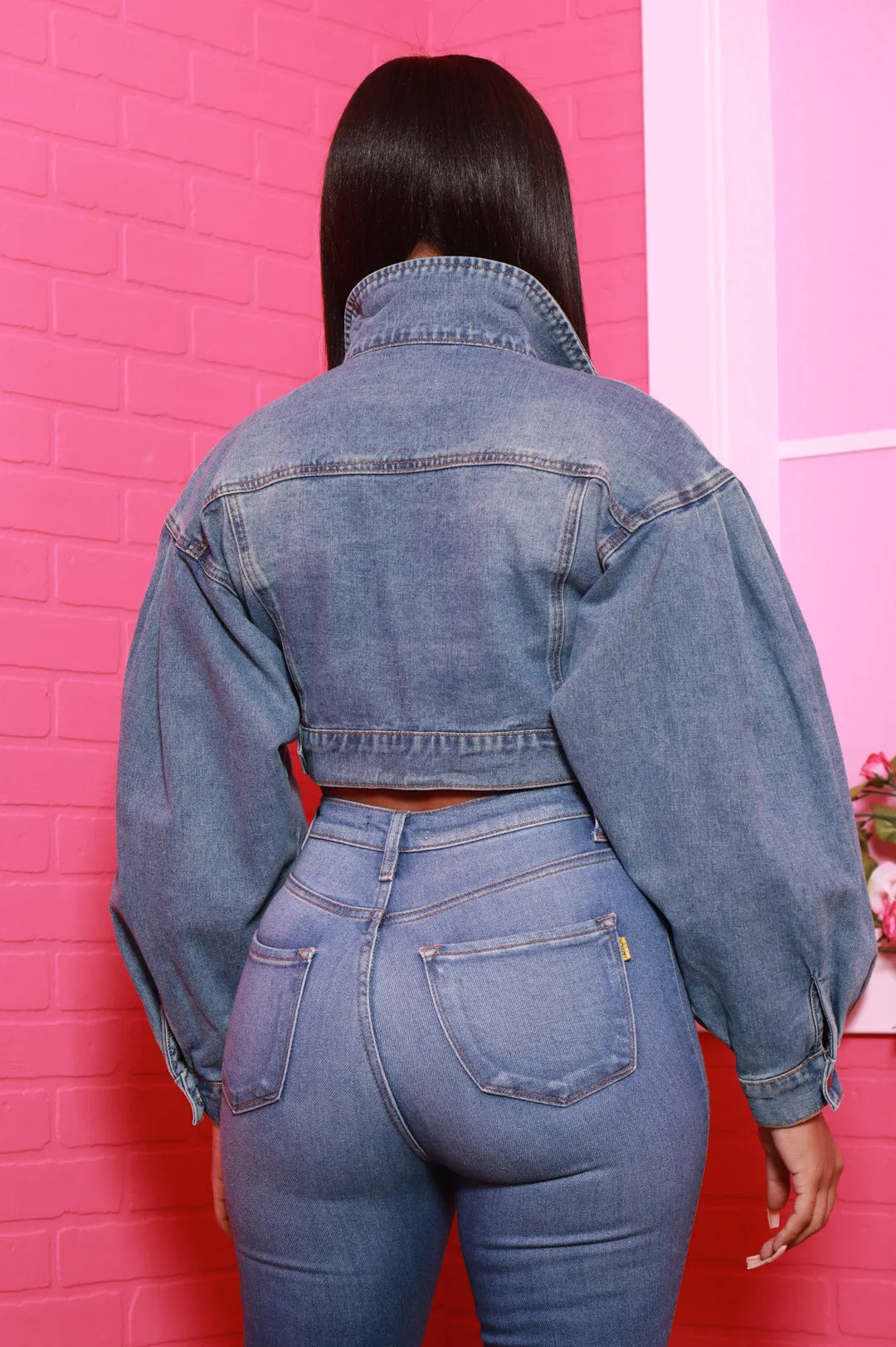 Swift Cropped Denim Jacket - Mid Wash sold by Swankaposh product image thumbnail 5