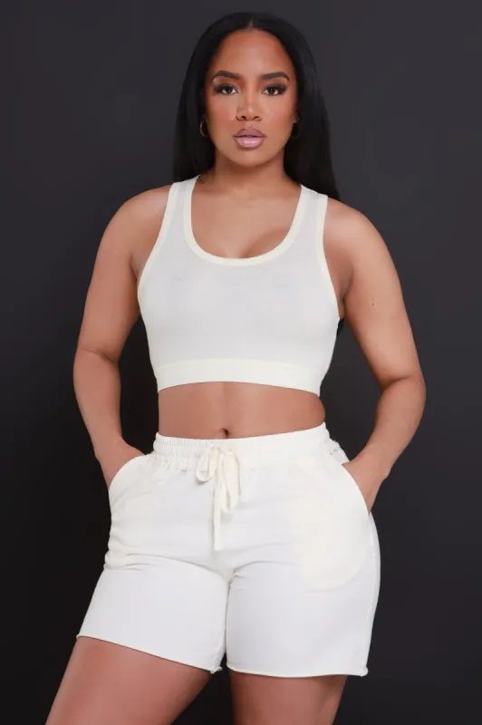 Do It Up NUW Cropped Tank Top - French Vanilla sold by Swankaposh