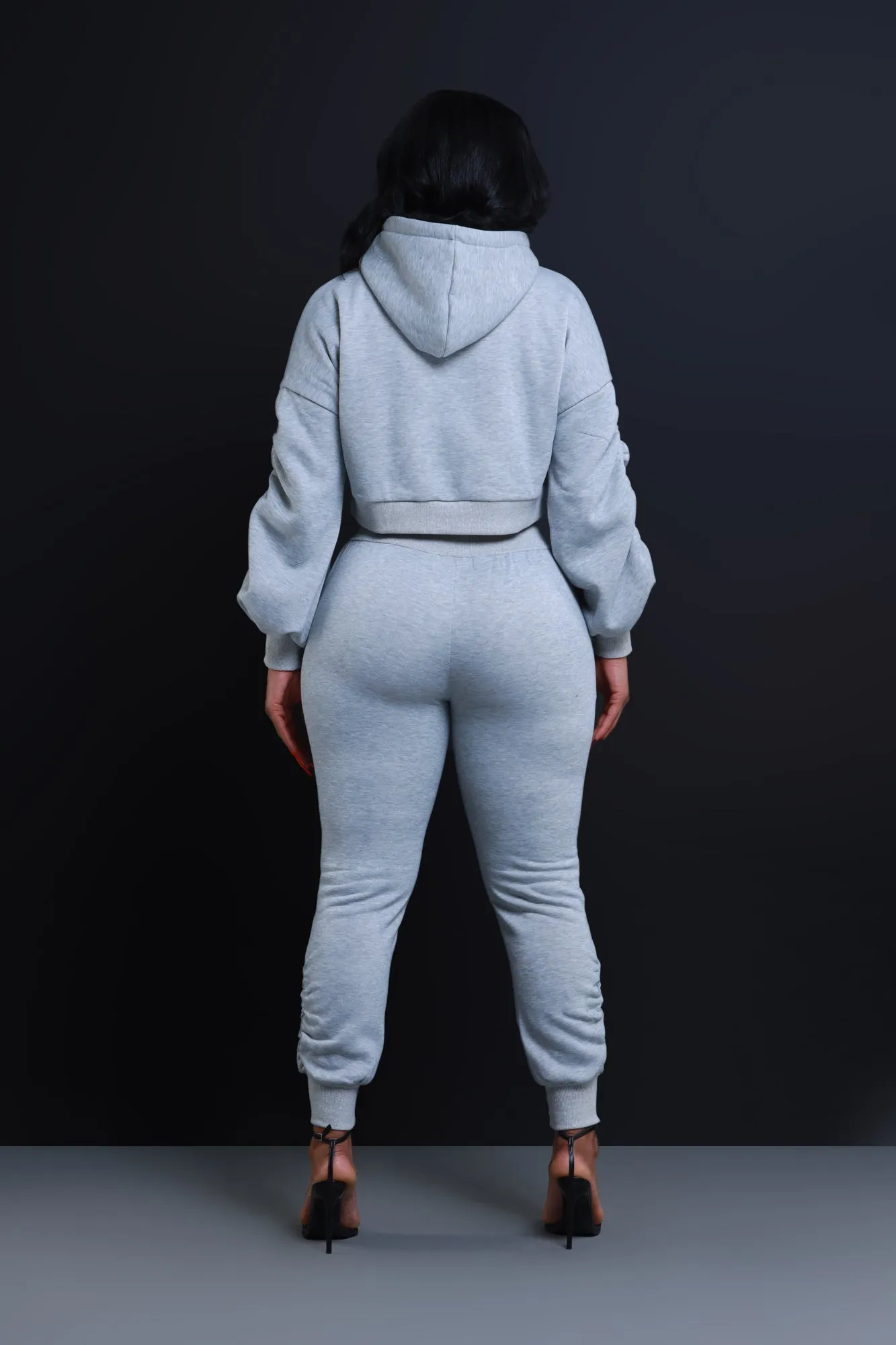 Who Said Ruched Hooded Jogger Set - Heather Grey sold by Swankaposh product image thumbnail 2