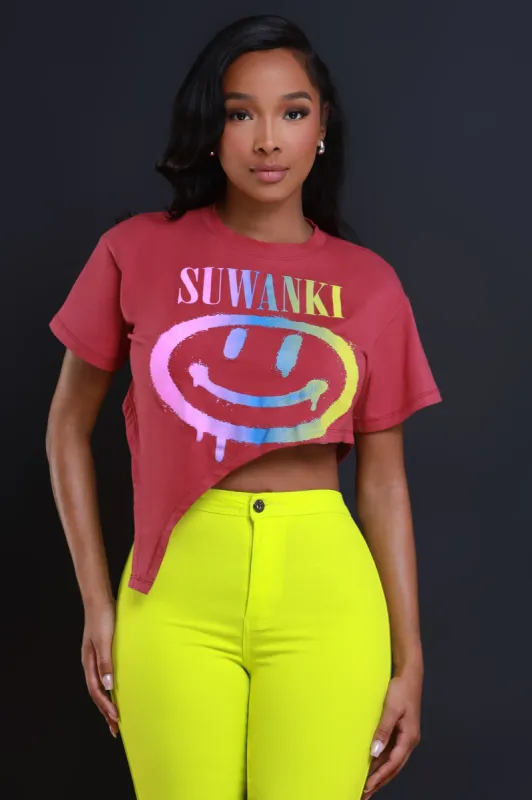 Represent Asymmetrical Graphic T-Shirt - Pink sold by Swankaposh