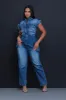 Used To Want Denim Cargo Jumpsuit - Medium Wash sold by Swankaposh