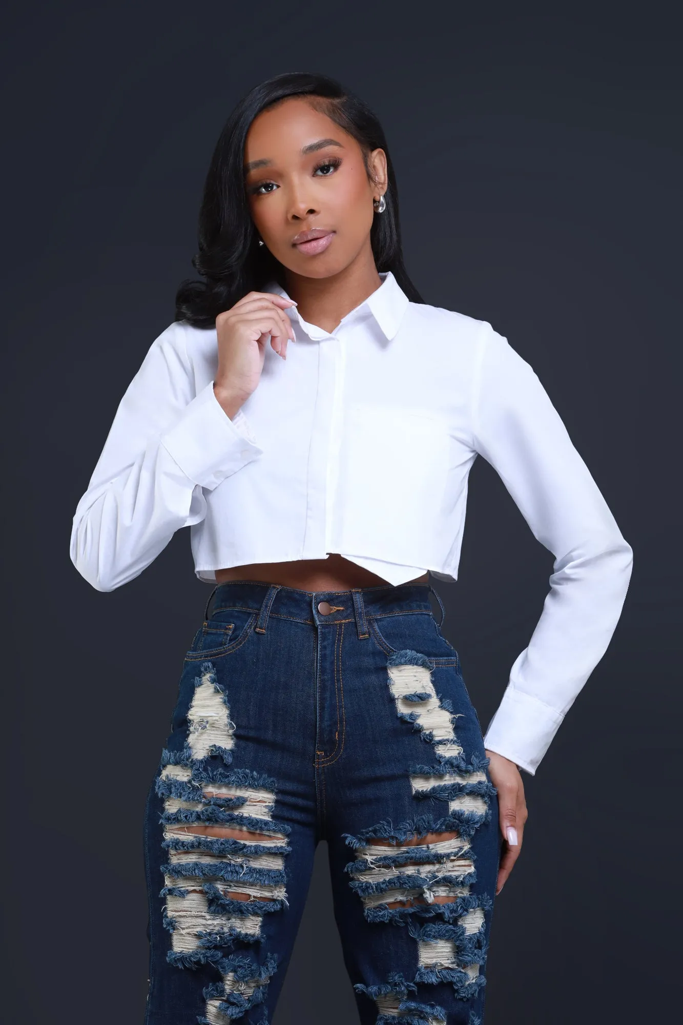 Meet And Greet Long Sleeve Crop Top - White sold by Swankaposh