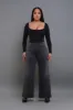 Bite Your Tongue High Rise Wide Leg Jeans - Black sold by Swankaposh