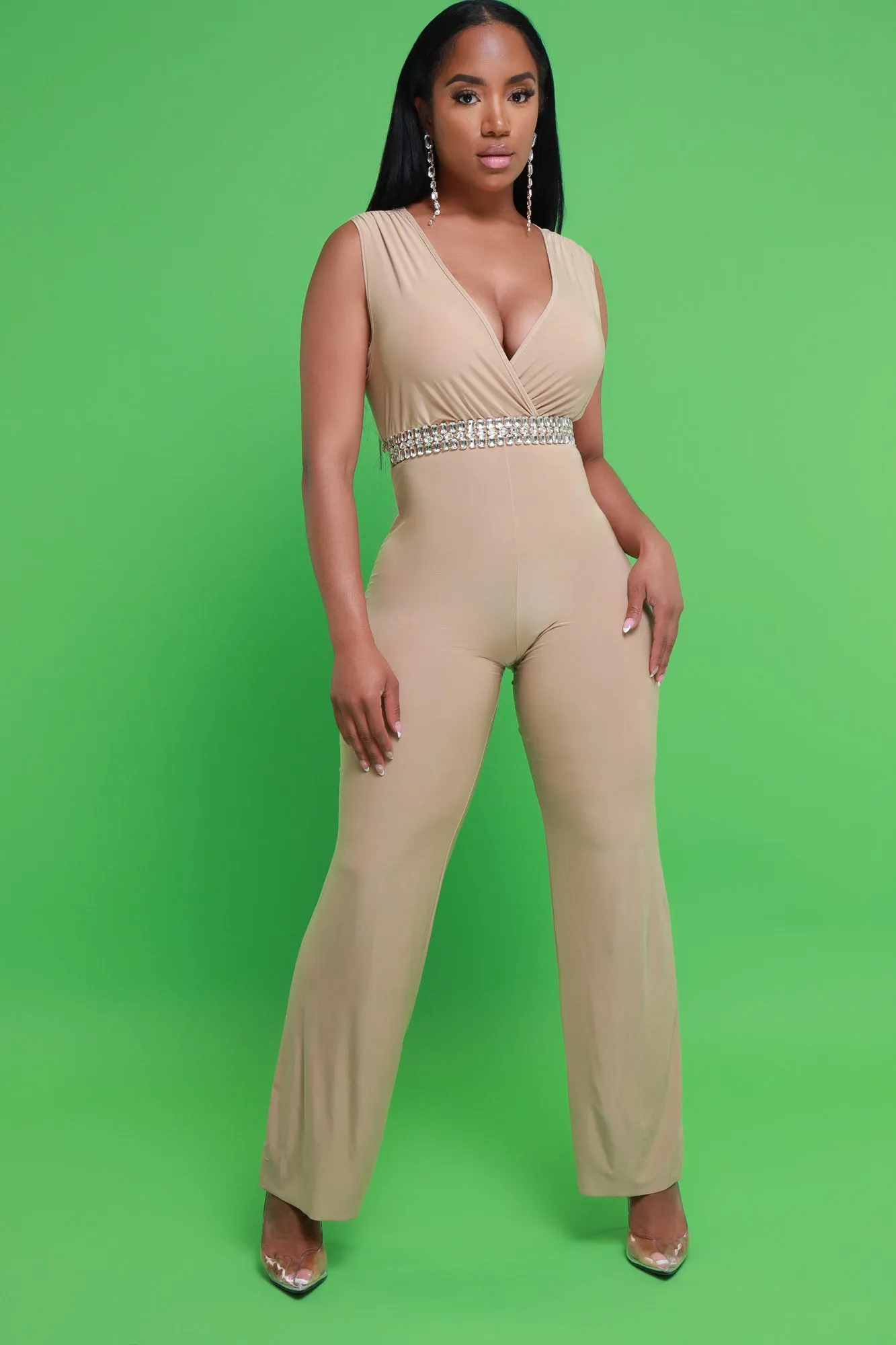 Off Topic Sleeveless Wrap Jumpsuit - Khaki sold by Swankaposh product image thumbnail 4