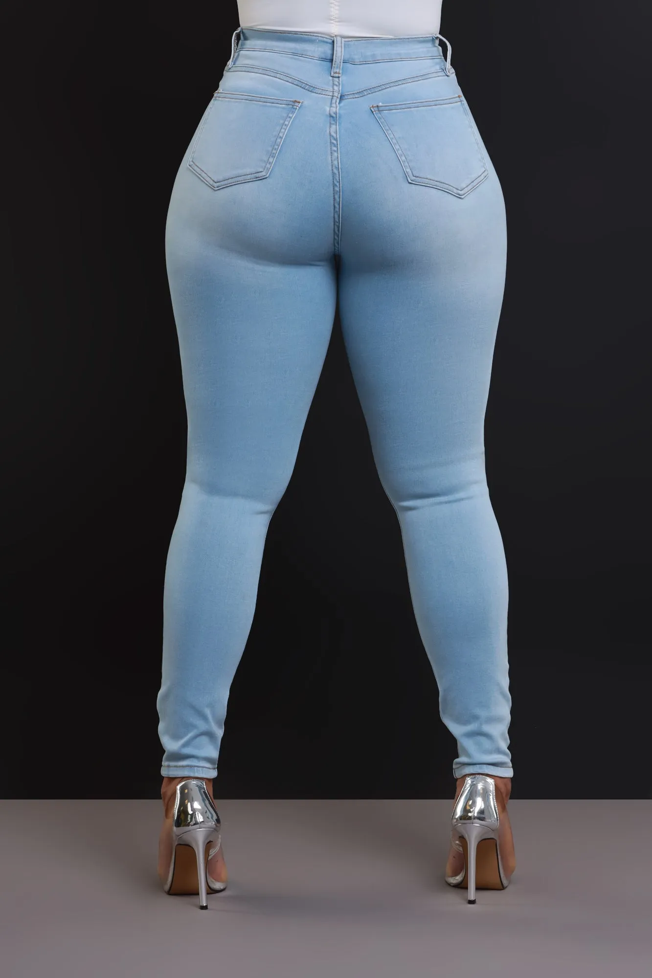 Call Me Up High Rise Skinny Jeans - Light Wash sold by Swankaposh product image thumbnail 2