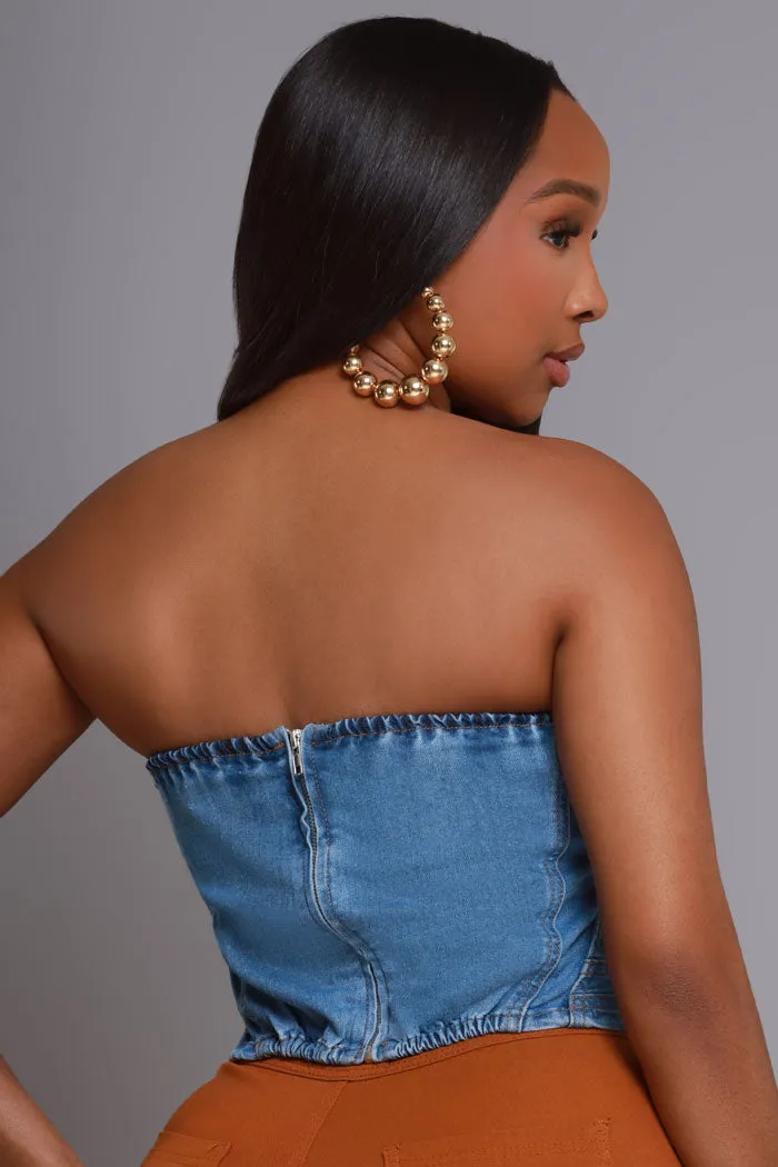 Kinda Crazy Denim Corset Top - Light Wash sold by Swankaposh product image thumbnail 4