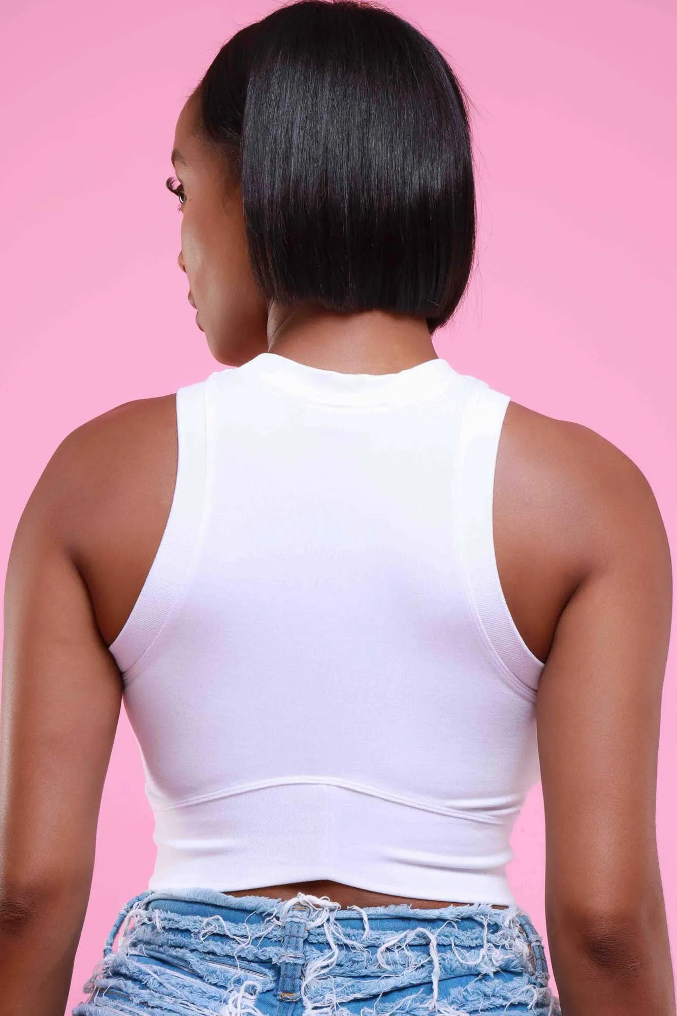 Whiteout Sleeveless Ribbed Crop Top - White sold by Swankaposh product image thumbnail 3
