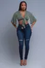 Stay There Tie-Up Cropped Blouse - Light Olive sold by Swankaposh