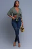 Stay There Tie-Up Cropped Blouse - Light Olive sold by Swankaposh