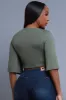 Stay There Tie-Up Cropped Blouse - Light Olive sold by Swankaposh