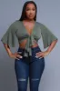 Stay There Tie-Up Cropped Blouse - Light Olive sold by Swankaposh