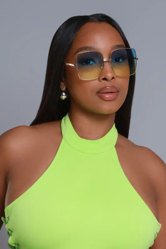 Block Them Oversized Sunglasses - Blue/Yellow sold by Swankaposh