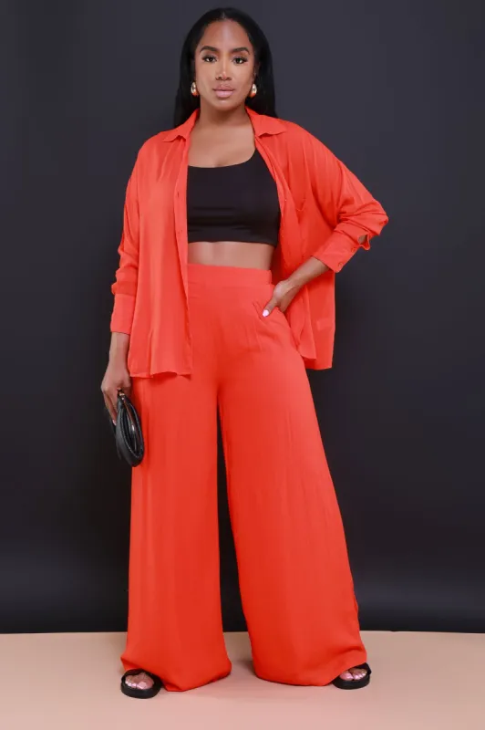 Live A Little Button Down Top - Orange sold by Swankaposh