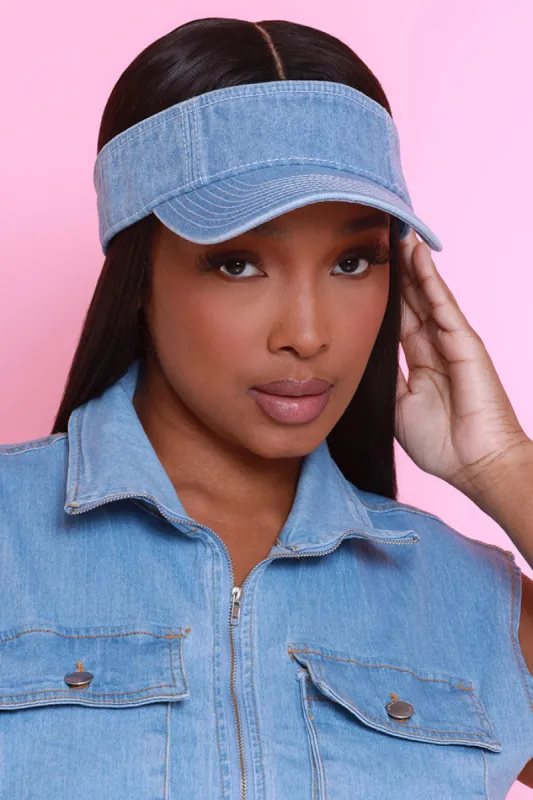 Time Stamp Denim Sun Visor - Light Wash sold by Swankaposh