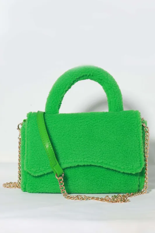 Shake It Off Faux Sheepskin Purse - Green sold by Swankaposh