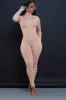 High Class Mock Neck Jumpsuit - Taupe sold by Swankaposh