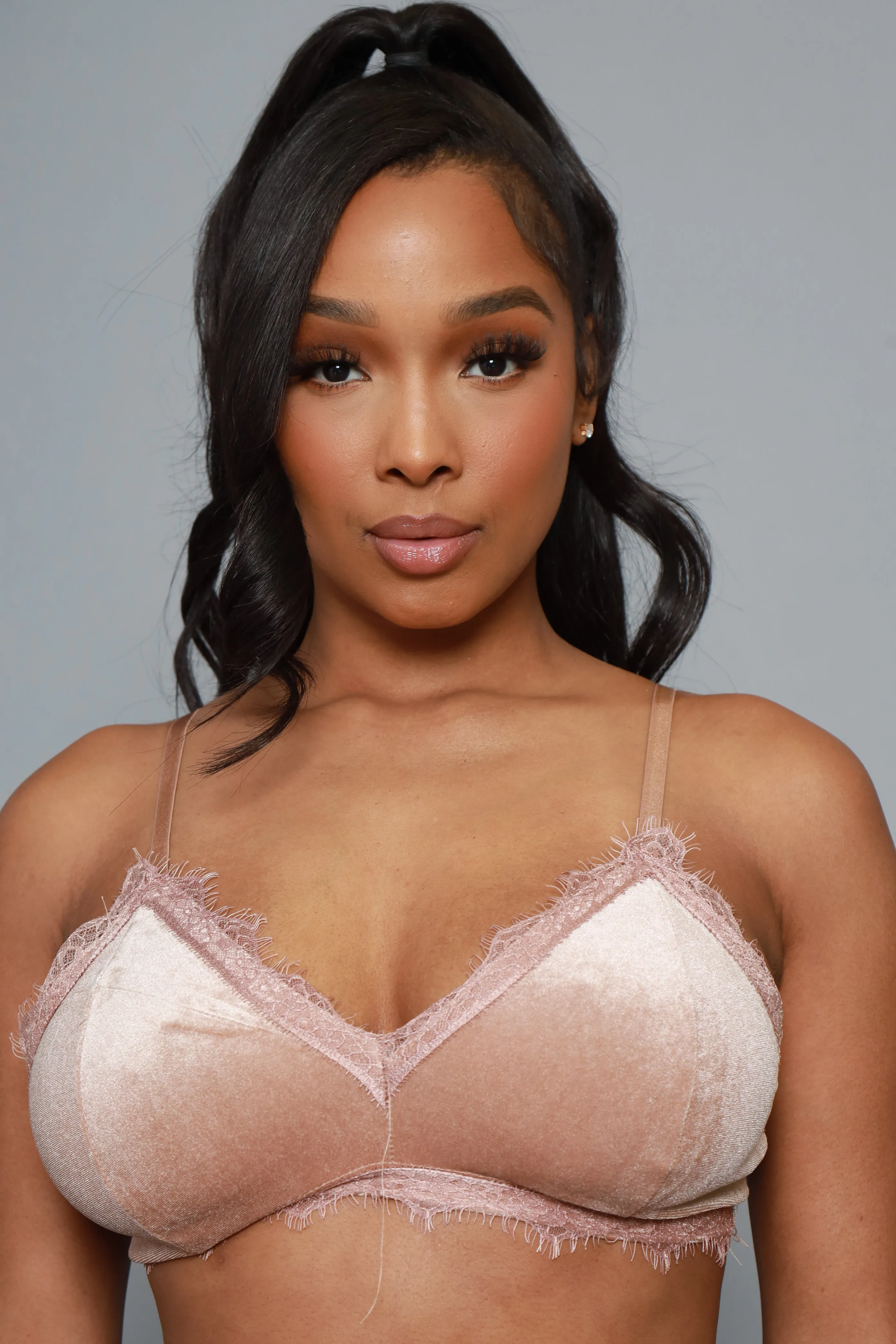 Risky Business Velvet Lace Trimmed Bralette - Brown sold by Swankaposh product image thumbnail 5