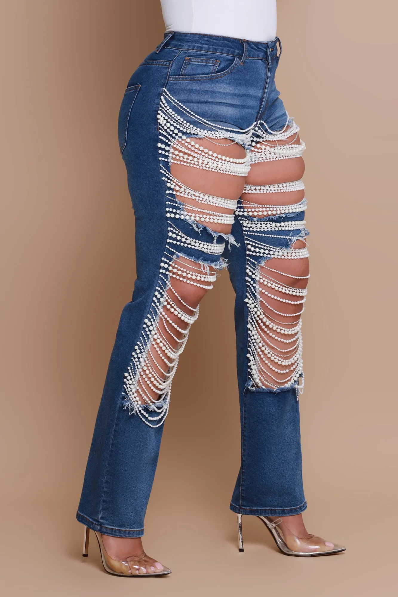 Pearl Usual Pearl Embellished Straight Leg Jeans - Dark Wash sold by Swankaposh product image thumbnail 5