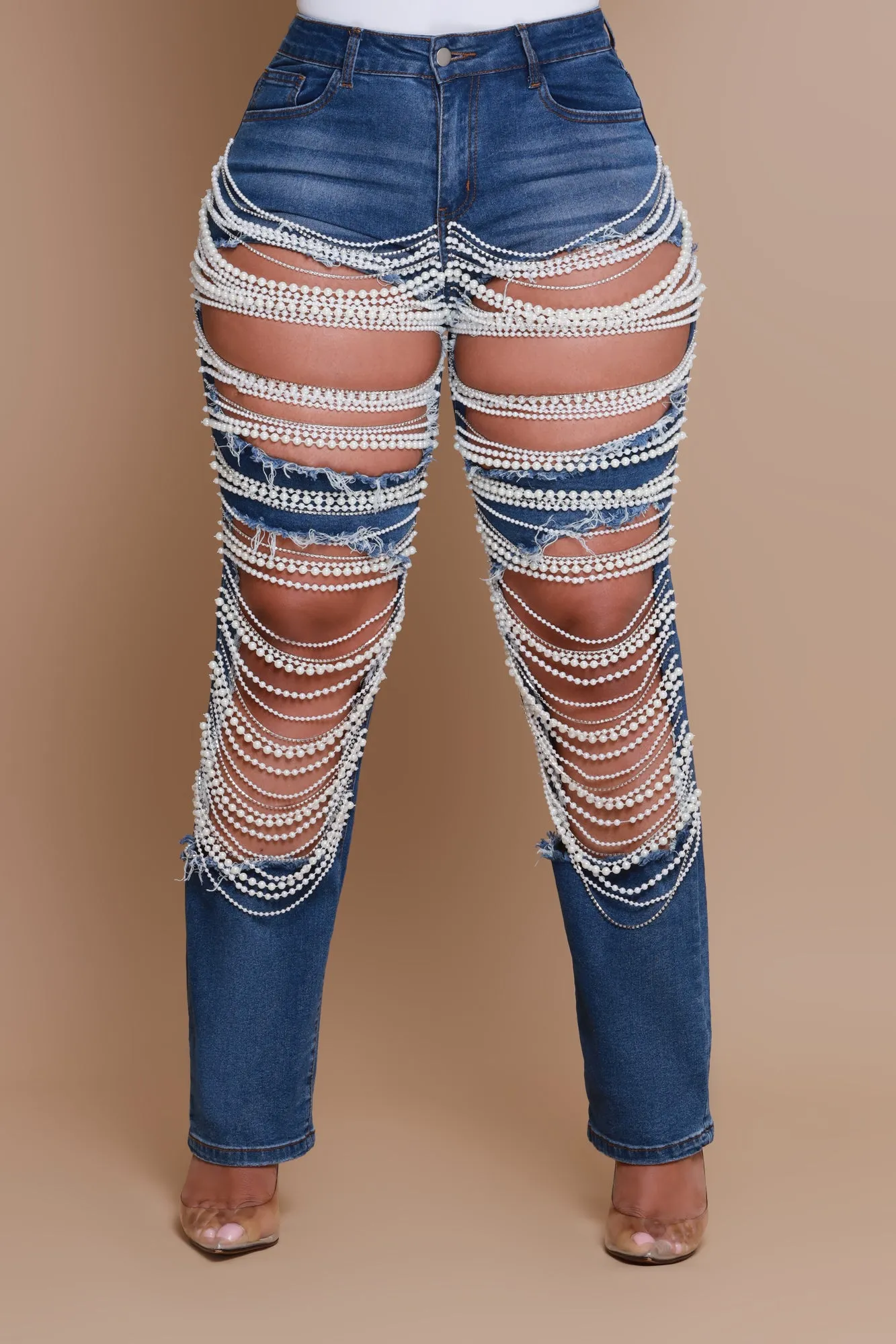 Pearl Usual Pearl Embellished Straight Leg Jeans - Dark Wash sold by Swankaposh product image thumbnail 3