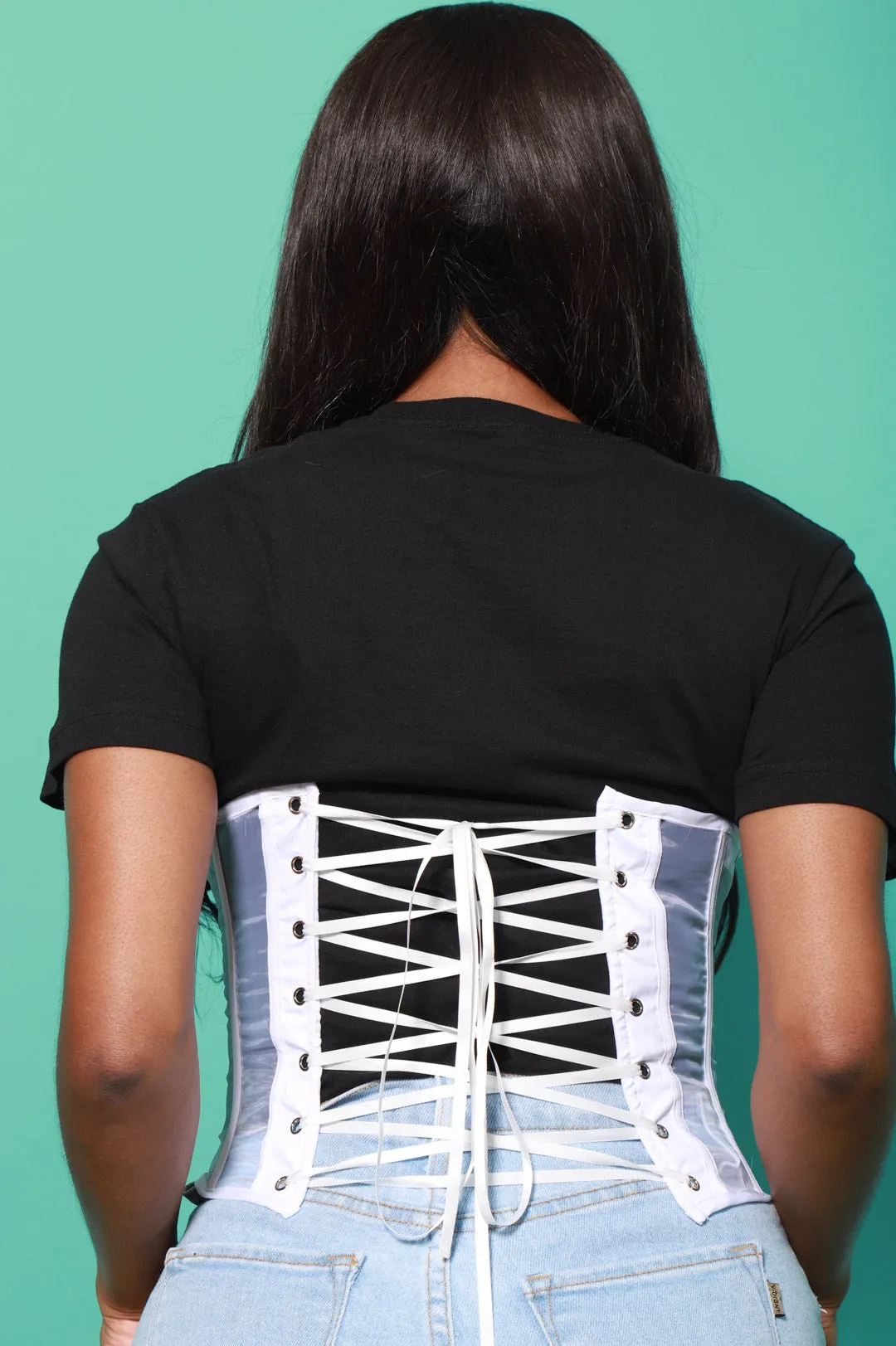 Props Mesh Lace Up Corset - White sold by Swankaposh product image thumbnail 5