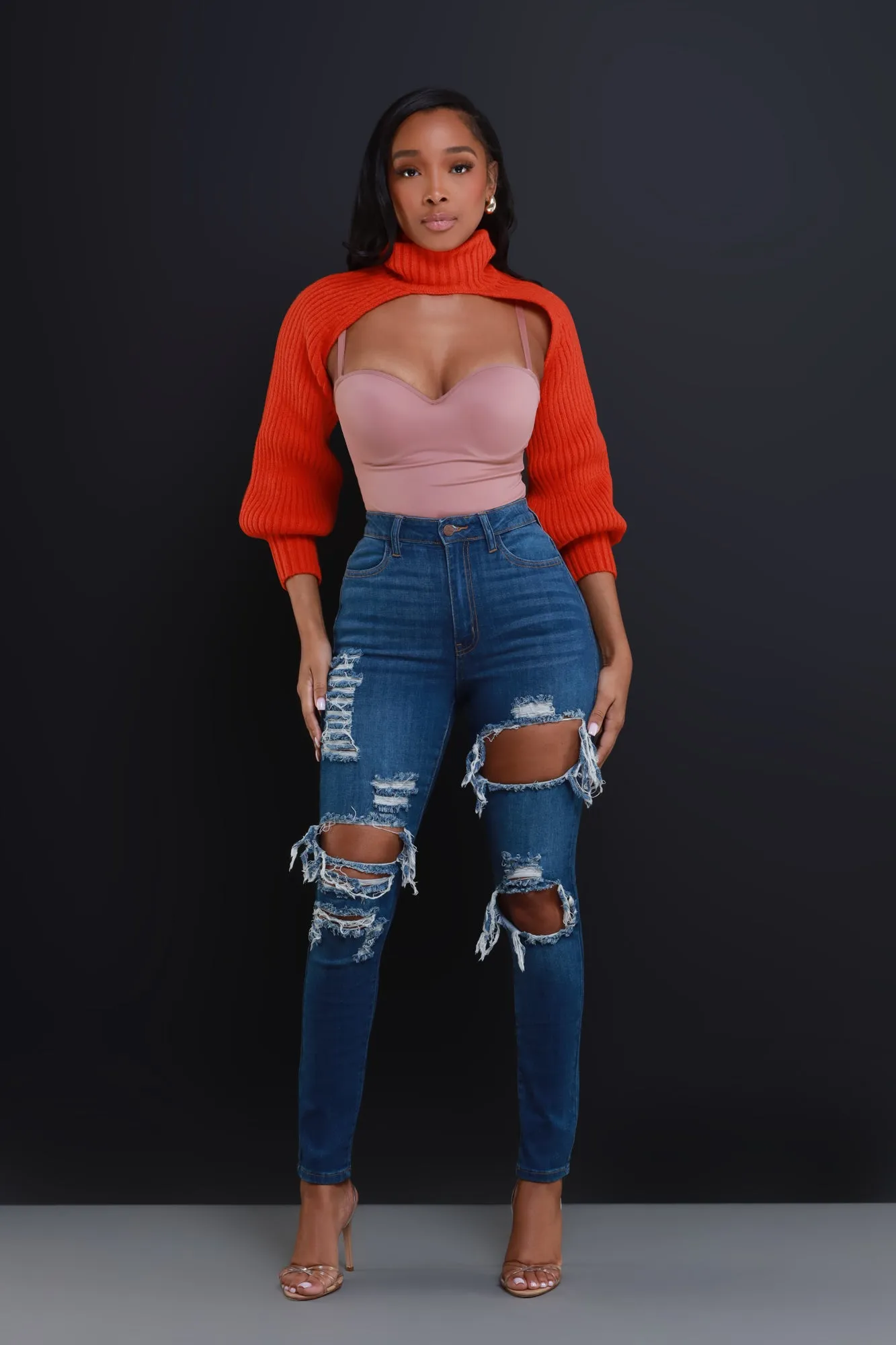 Trust Me Turtleneck Bolero Sweater - Rust sold by Swankaposh product image thumbnail 2