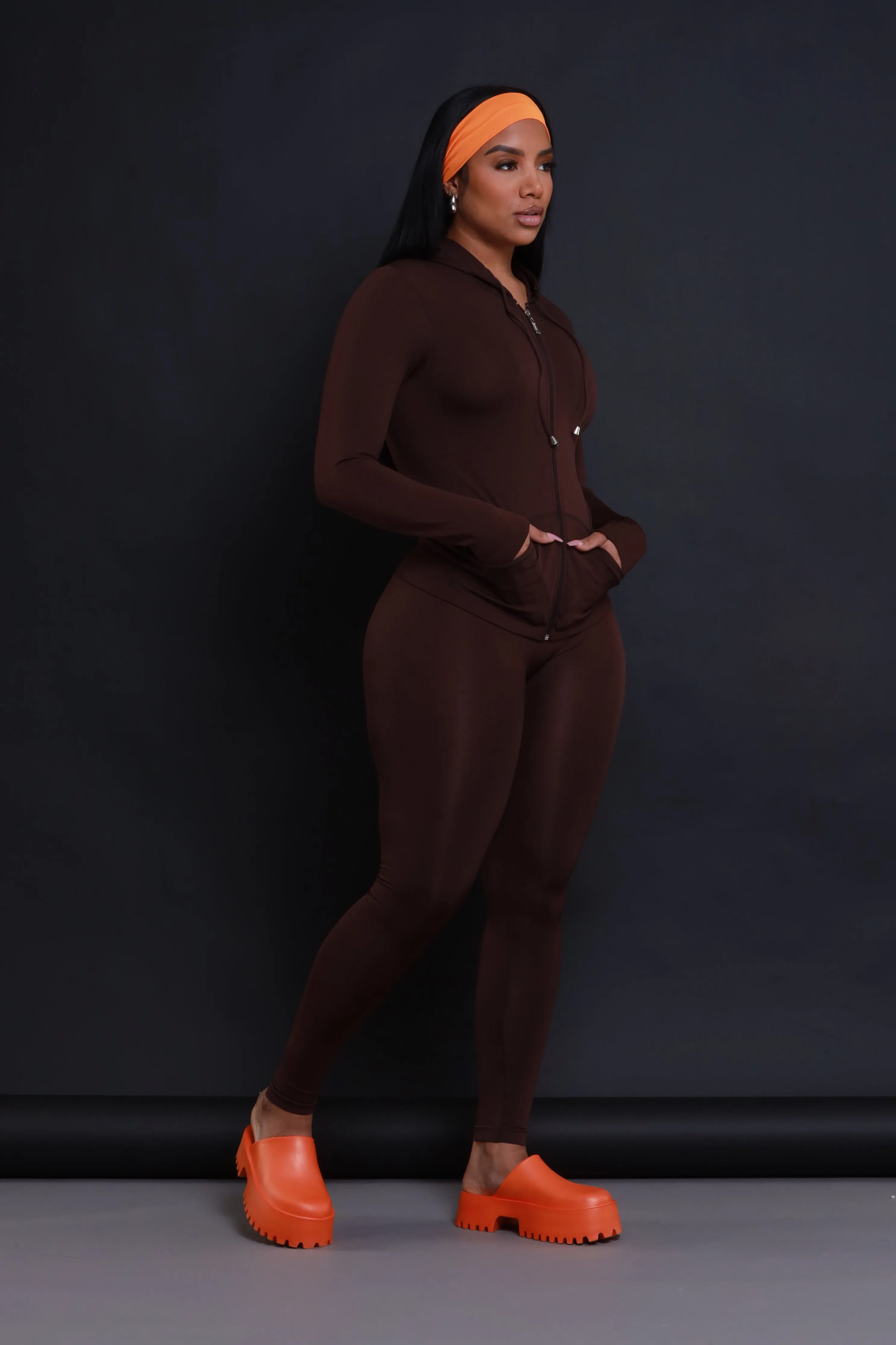 Just Vibing Seamless Zip Up Legging Set - Brown sold by Swankaposh product image thumbnail 4