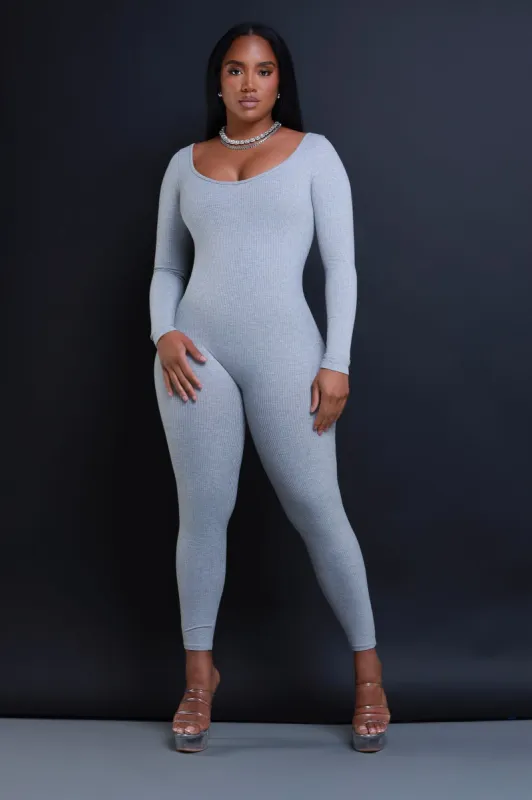 Anti-Hero Open Back Cellulite Deleter Jumpsuit - Heather Grey sold by Swankaposh