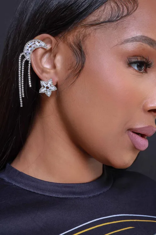To The Stars Celestial Stud Earrings - Silver sold by Swankaposh