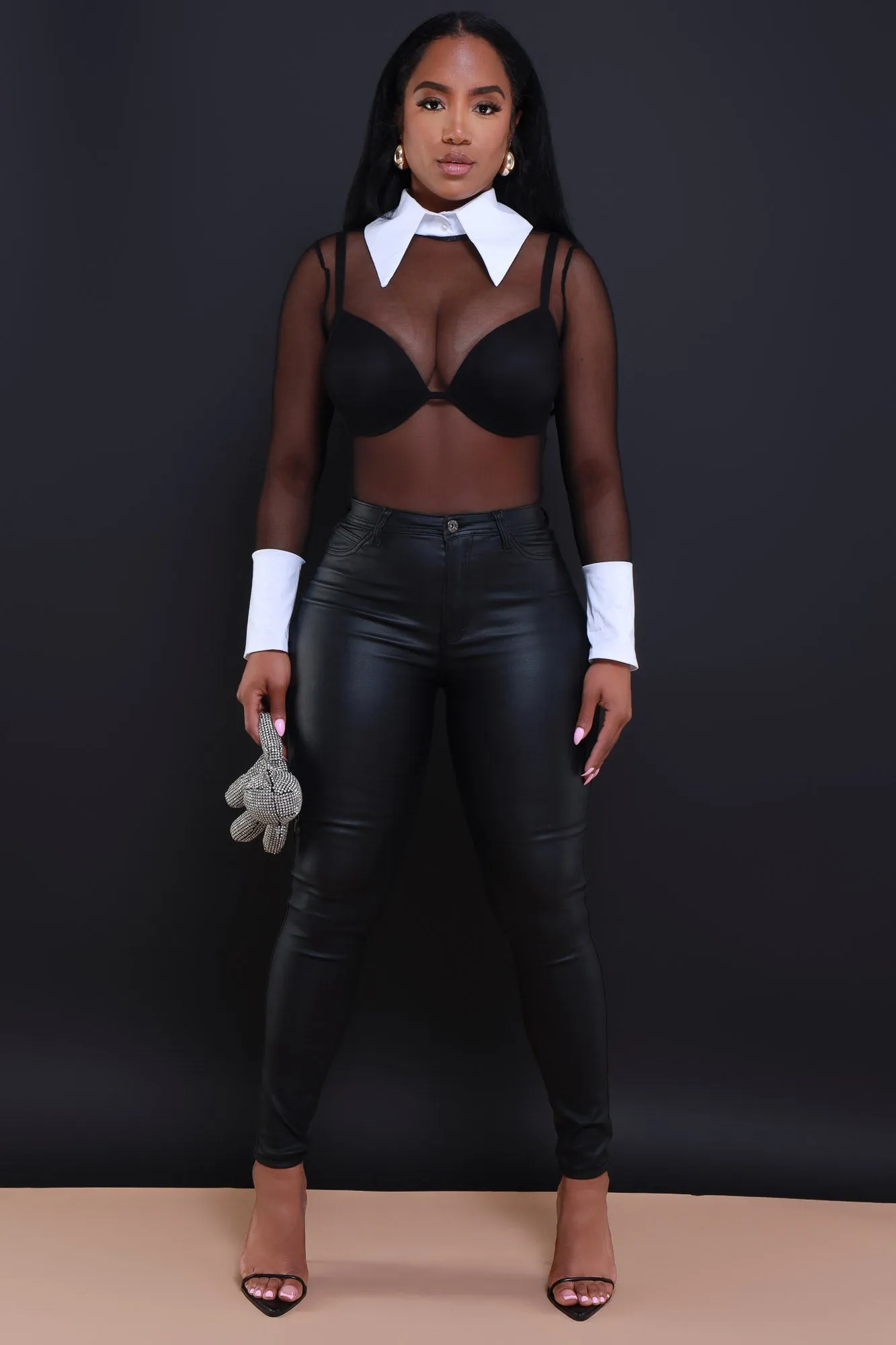 Curve You Faux Leather High Rise Pants - Black sold by Swankaposh product image thumbnail 5