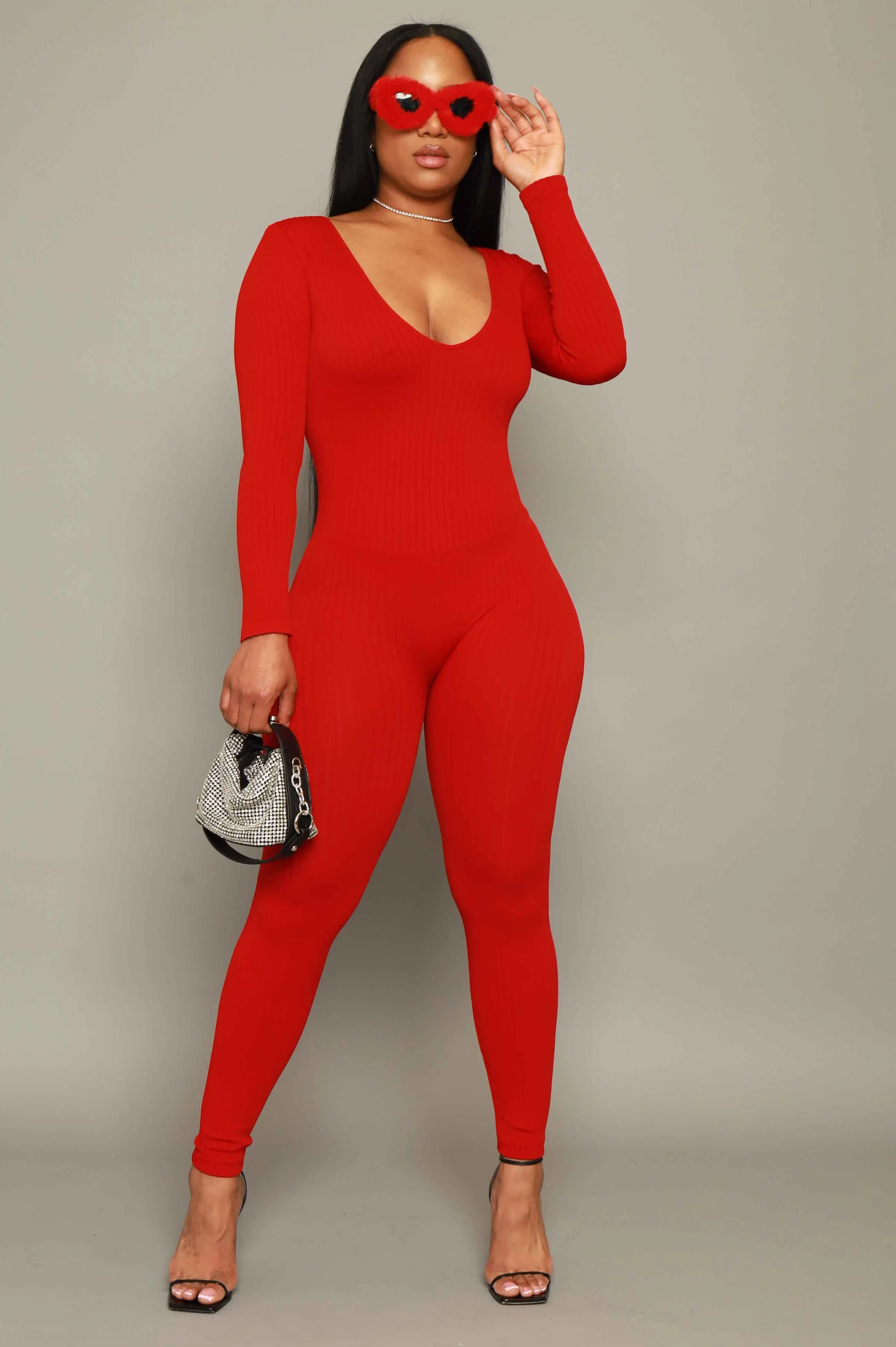 Out Of Body Seamless Jumpsuit - Red sold by Swankaposh product image thumbnail 3