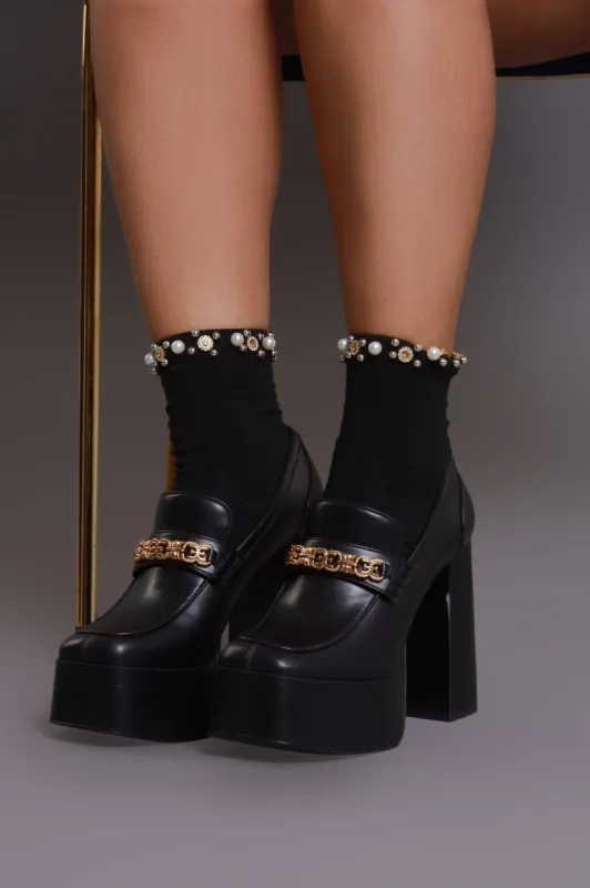 Treasure Hunt Jewel Embellished Socks - Black sold by Swankaposh