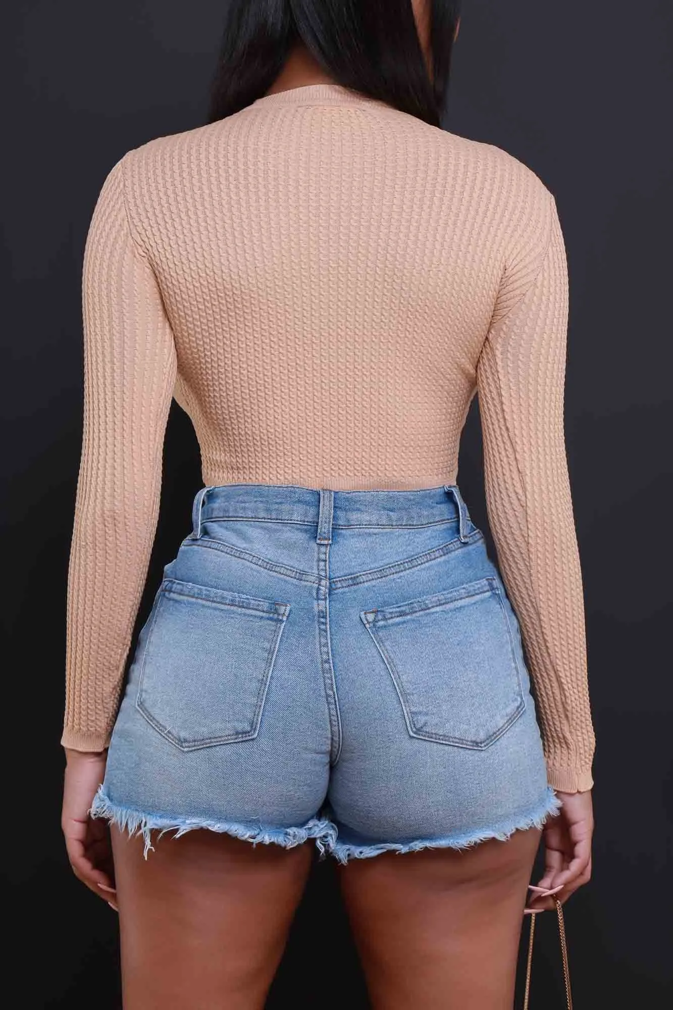 Longshot Long Sleeve Waffle Knit Crop Top - Camel sold by Swankaposh product image thumbnail 3