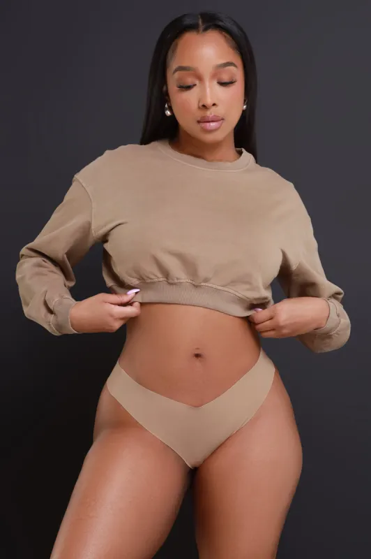 Head Rush NUW Cropped Sweatshirt - Mocha sold by Swankaposh